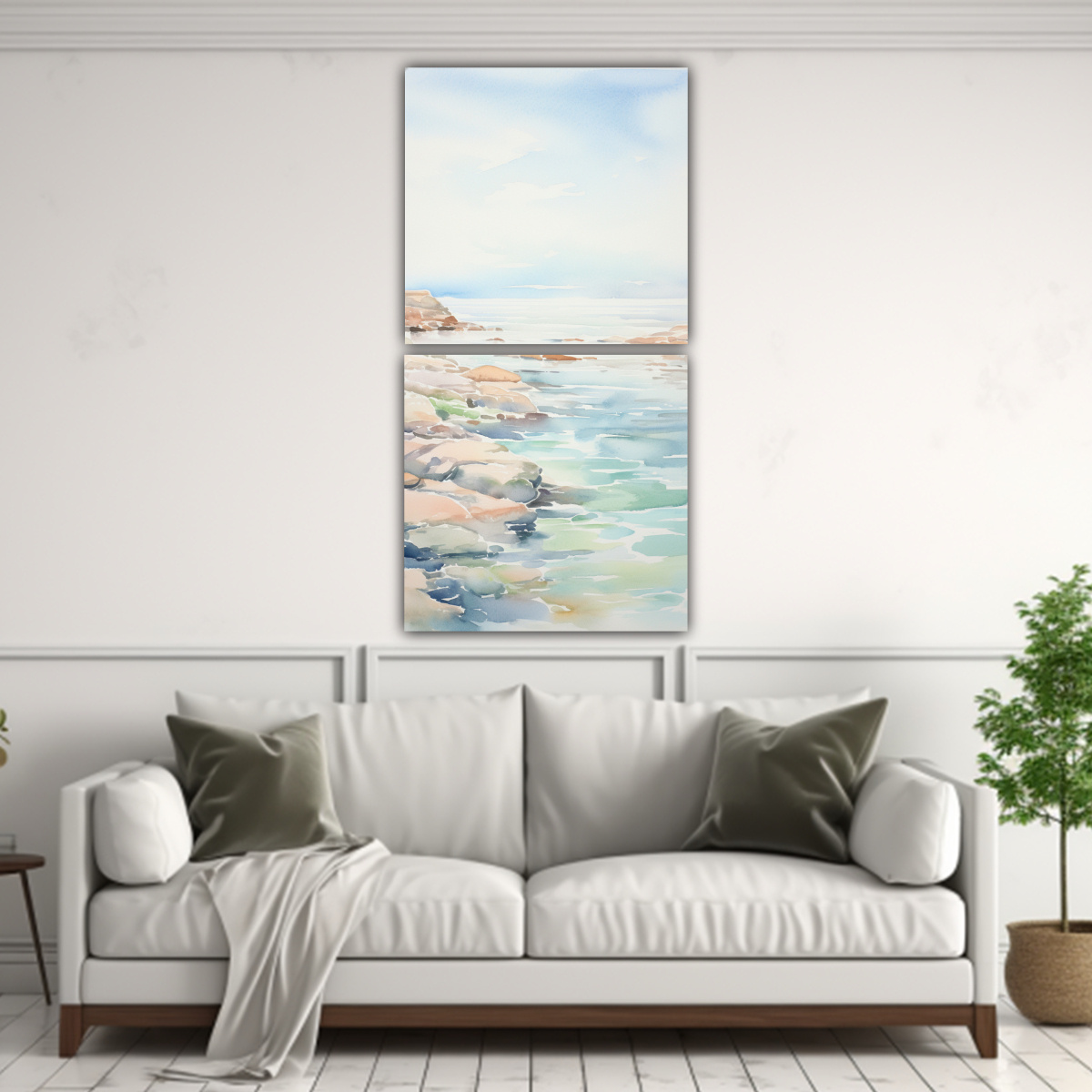 PAISAJE COSTERO ÚNICO EN DELI DE DIBUJO EN LIENZO 60X120 CM - 2