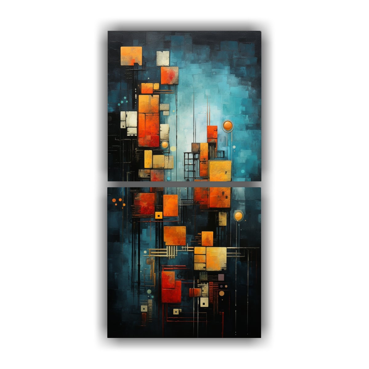 CUADROS ABSTRACTOS CON TEXTURAS CÁLIDAS, 60X120 CM - 1