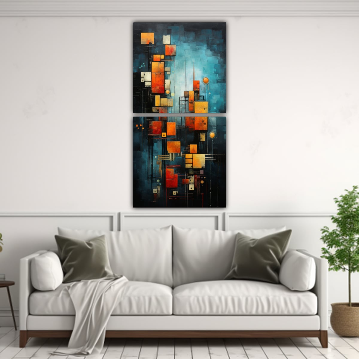 CUADROS ABSTRACTOS CON TEXTURAS CÁLIDAS, 60X120 CM - 2