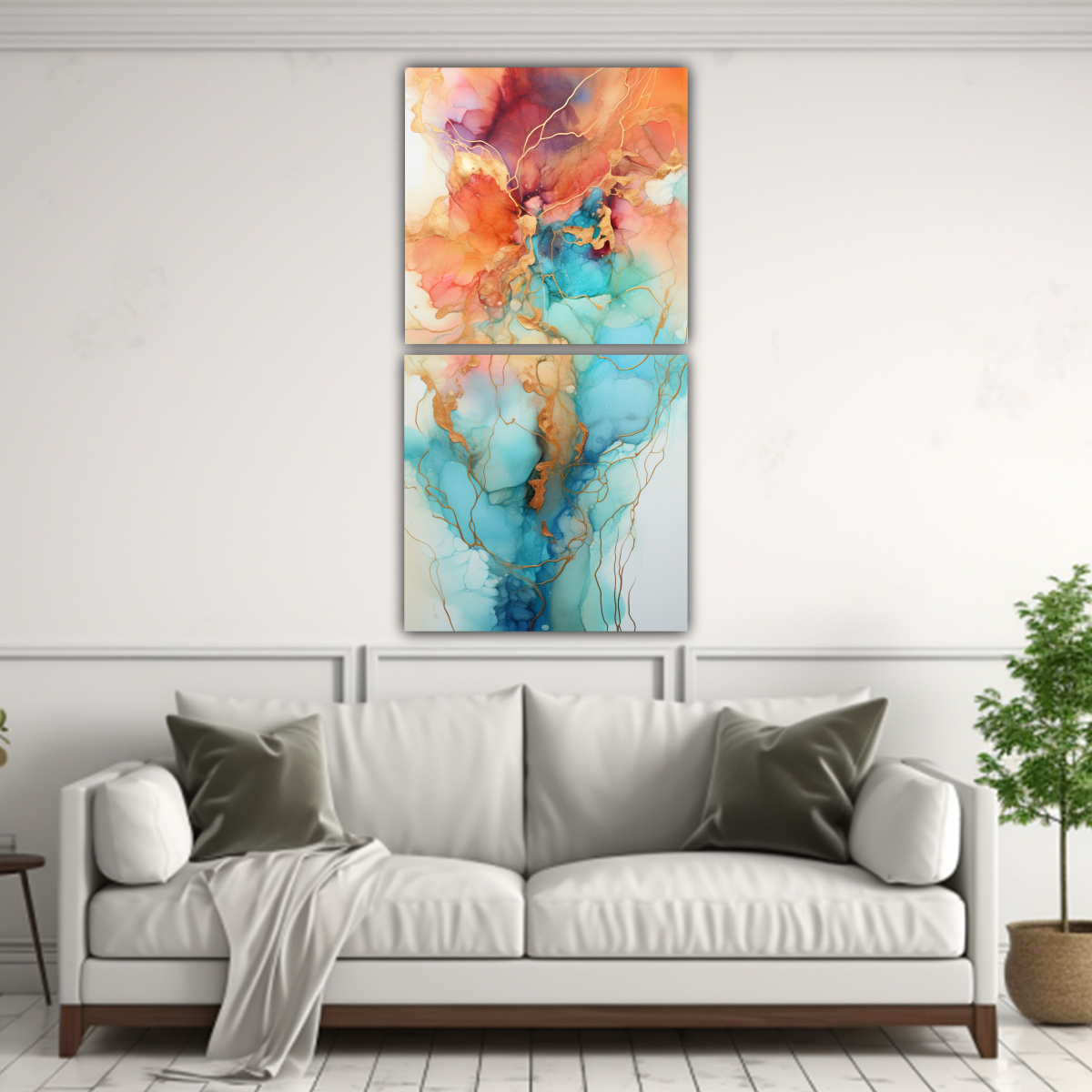 PINTURAS DECORATIVAS DOS ARTES TEMA BAÑO CON 50X100 CM - 2