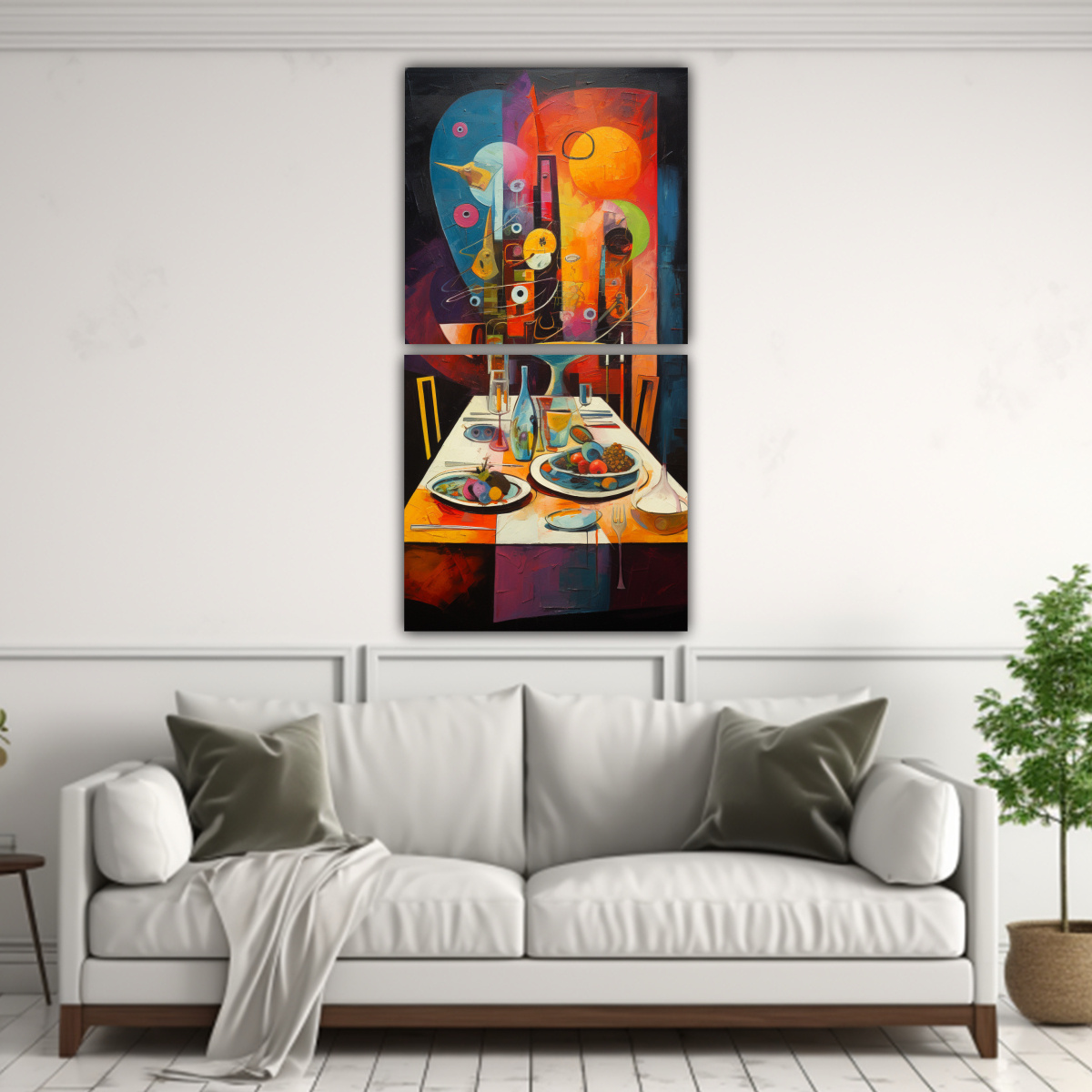 CUADROS TEMÁTICOS DE LA ÚLTIMA CENA ABSTRACTA 70X140 CM - 2