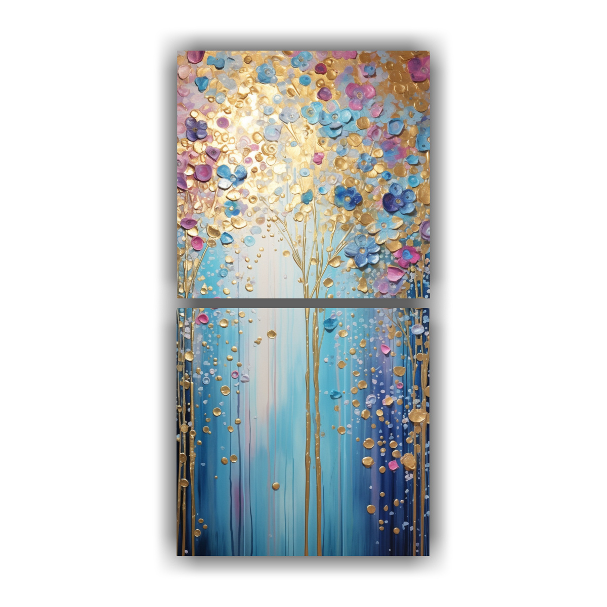 CUADRO EN ARCO IRIS Y DORADO PARA DECORACIÓN DE 30X60 CM - 1