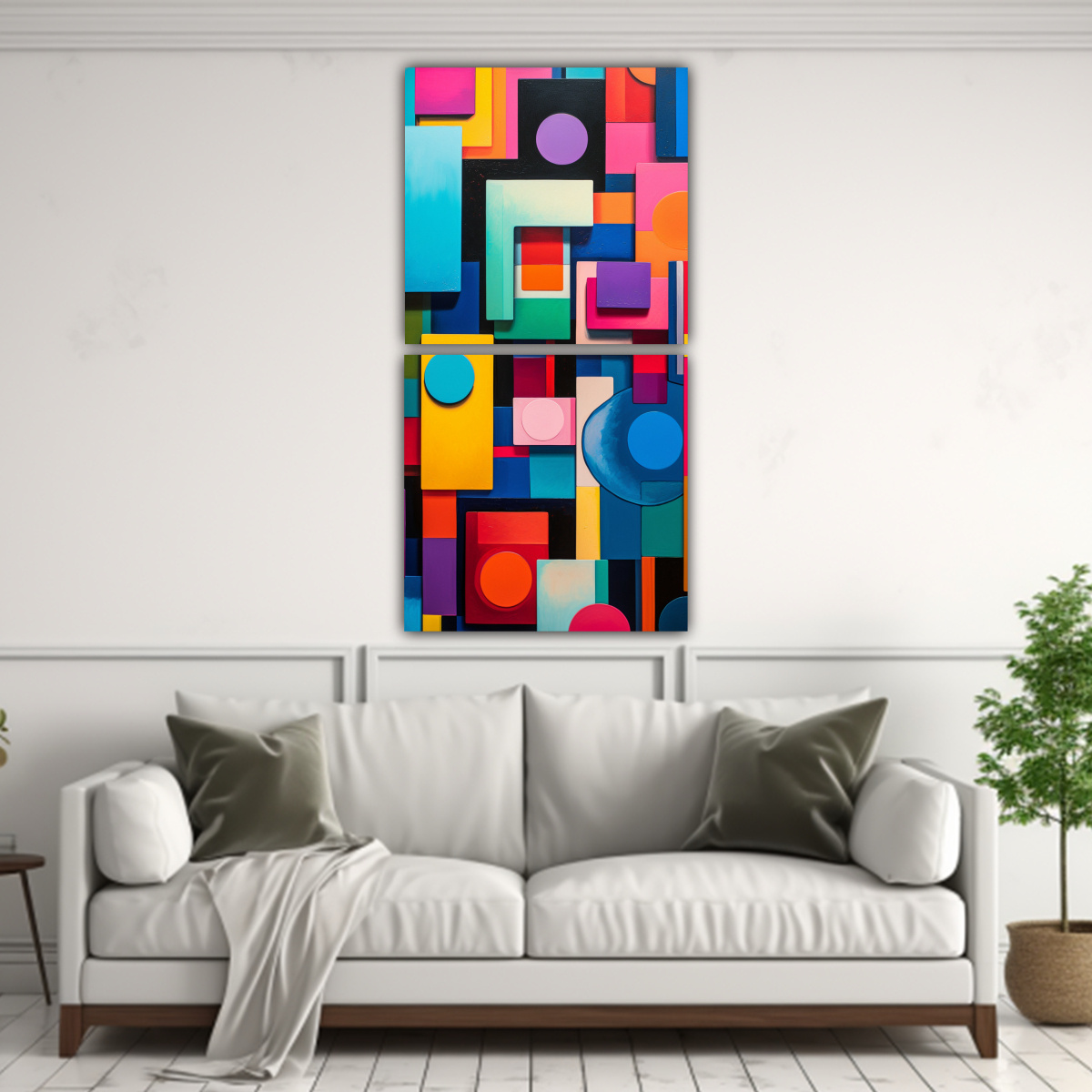 PINTURA ABSTRACTA MODERNA COLORIDA CON VARIOS 30X60 CM - 2