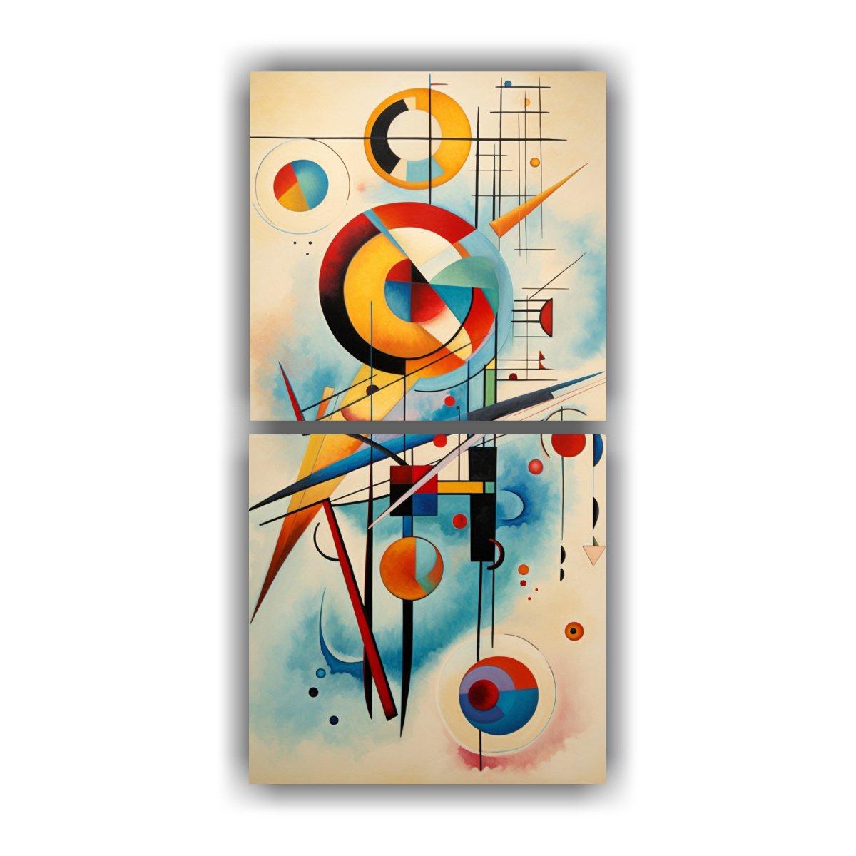 ARTE ABSTRACTO KANDINSKY EN SET DE 2 LIENZOS CON 80X160 CM - 1