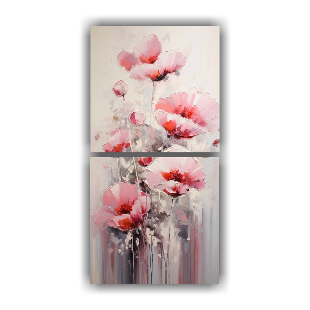 CUADRO DIBUJO HABITACIÓN CON FLORES ROSADAS 60X120 CM - 1