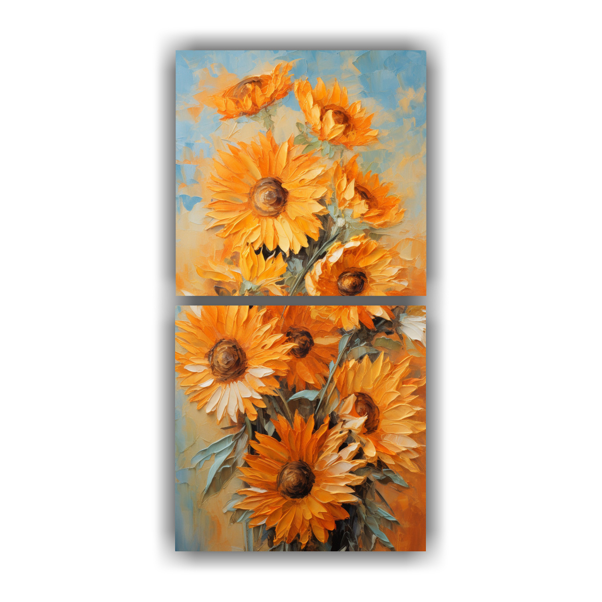 PINTURA ABSTRACTA EXCLUSIVA DE GIRASOLES NARANJA 40X80 CM - 1