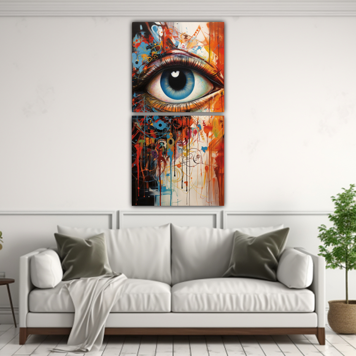 CONJUNTO 2 ARTES TELA SUBLIMADA CON PINTURAS 80X160 CM - 2