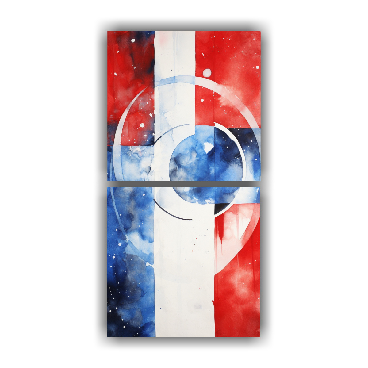 PINTURA ABSTRACTA DE LA BANDERA NORUEGA, ARTE 20X40 CM - 1