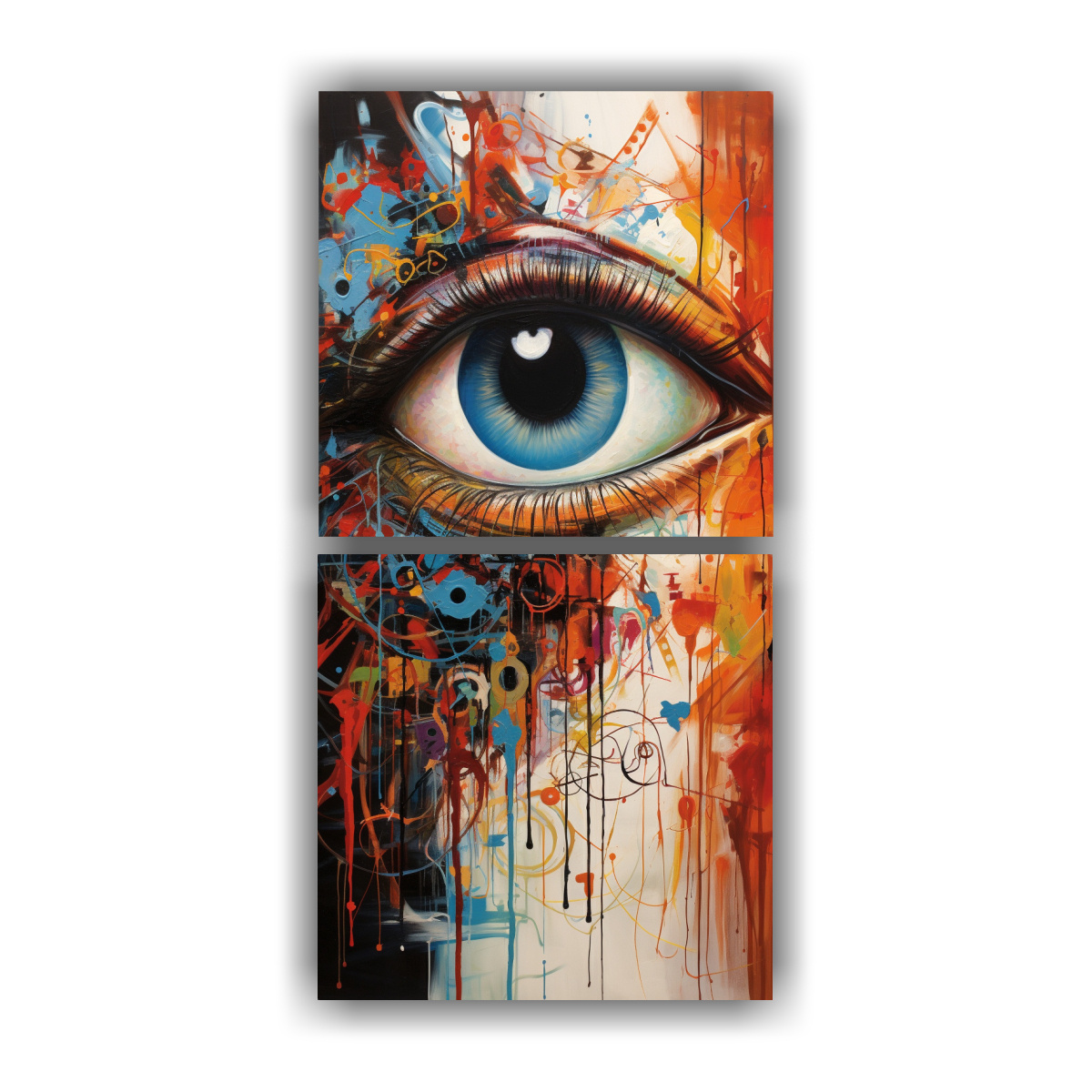 CONJUNTO 2 ARTES TELA SUBLIMADA CON PINTURAS 60X120 CM - 1