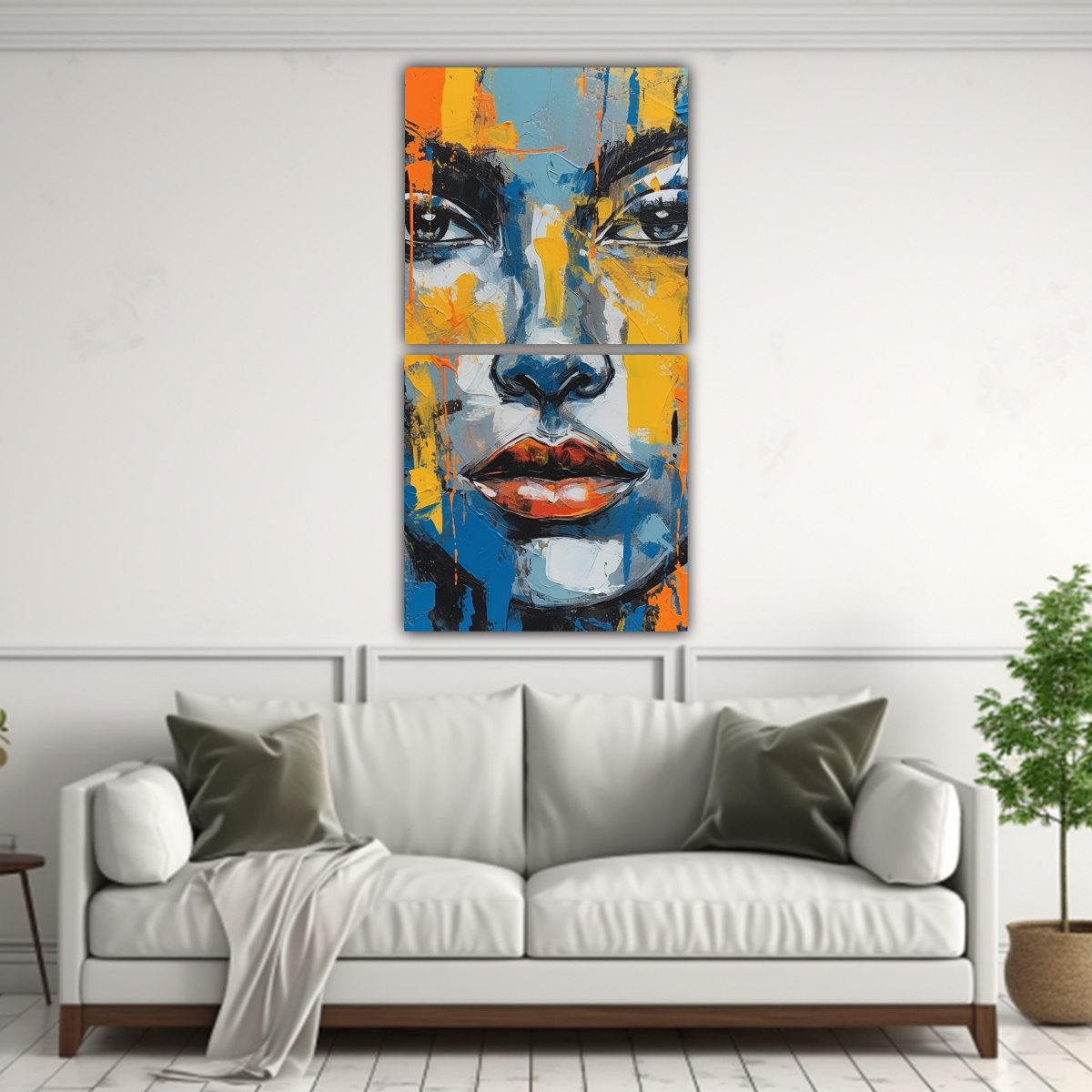 CUADRO DECORATIVO DE MUJER CON MAQUILLAJE, ARTE 70X140 CM - 2