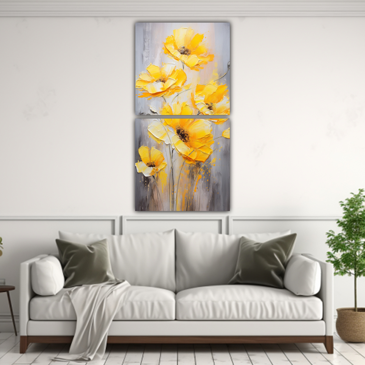 CUADRO LIENZO FOTOGRÁFICO DE AMAPOLAS AMARILLAS 50X100 CM - 2