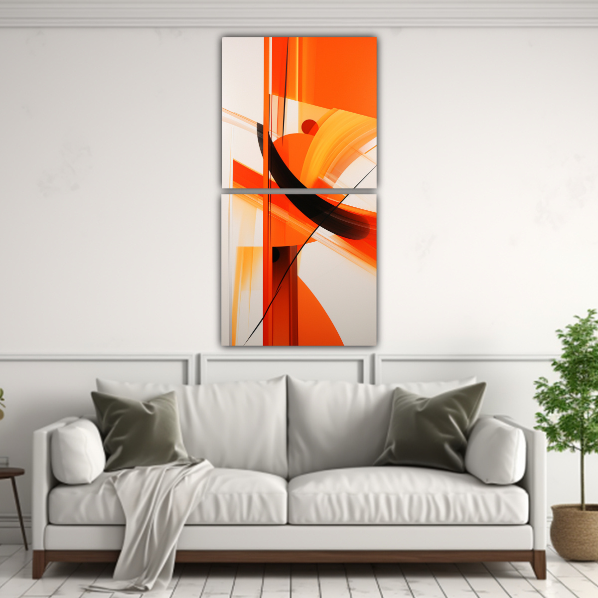 CUADROS ABSTRACTOS NARANJA PARA DECORACIÓN DE 30X60 CM - 2