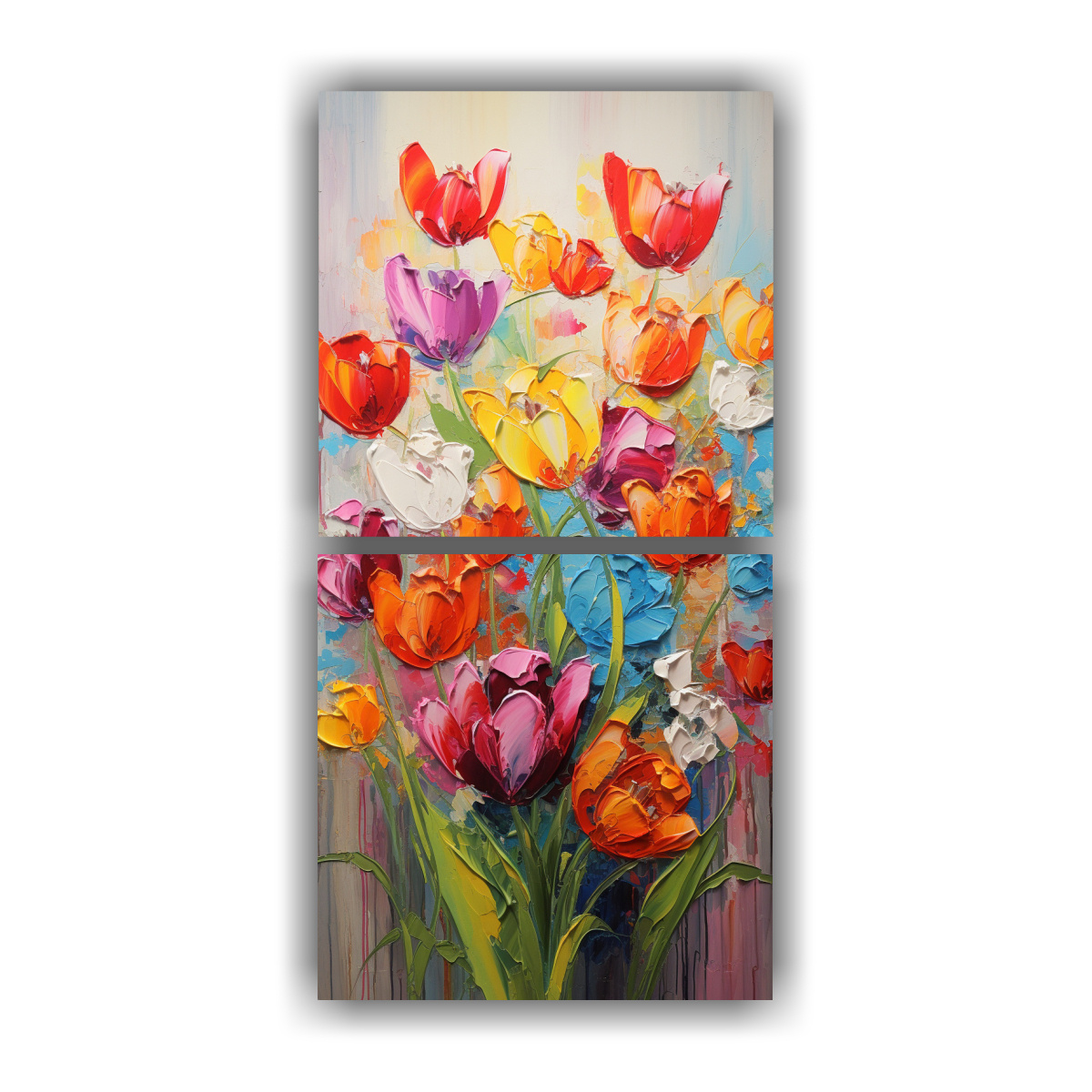 CUADRO MODERNO MULTICOLOR TULIPANES VÍVIDOS EN 40X80 CM - 1