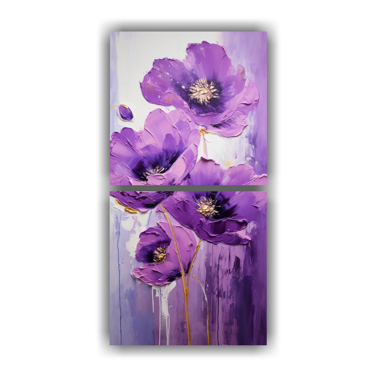 CUADRO COMPOSICION STREET ART DE FLORES MORADAS 60X120 CM - 1
