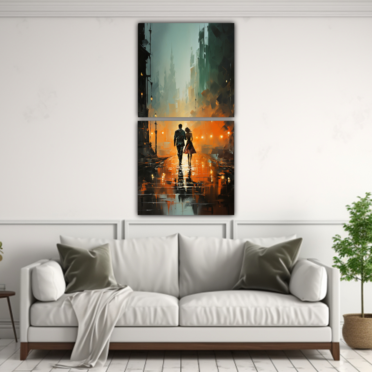 PINTURA MURAL FORMA DE PERSONAS CAMINANDO BAJO LA 80X160 CM - 2
