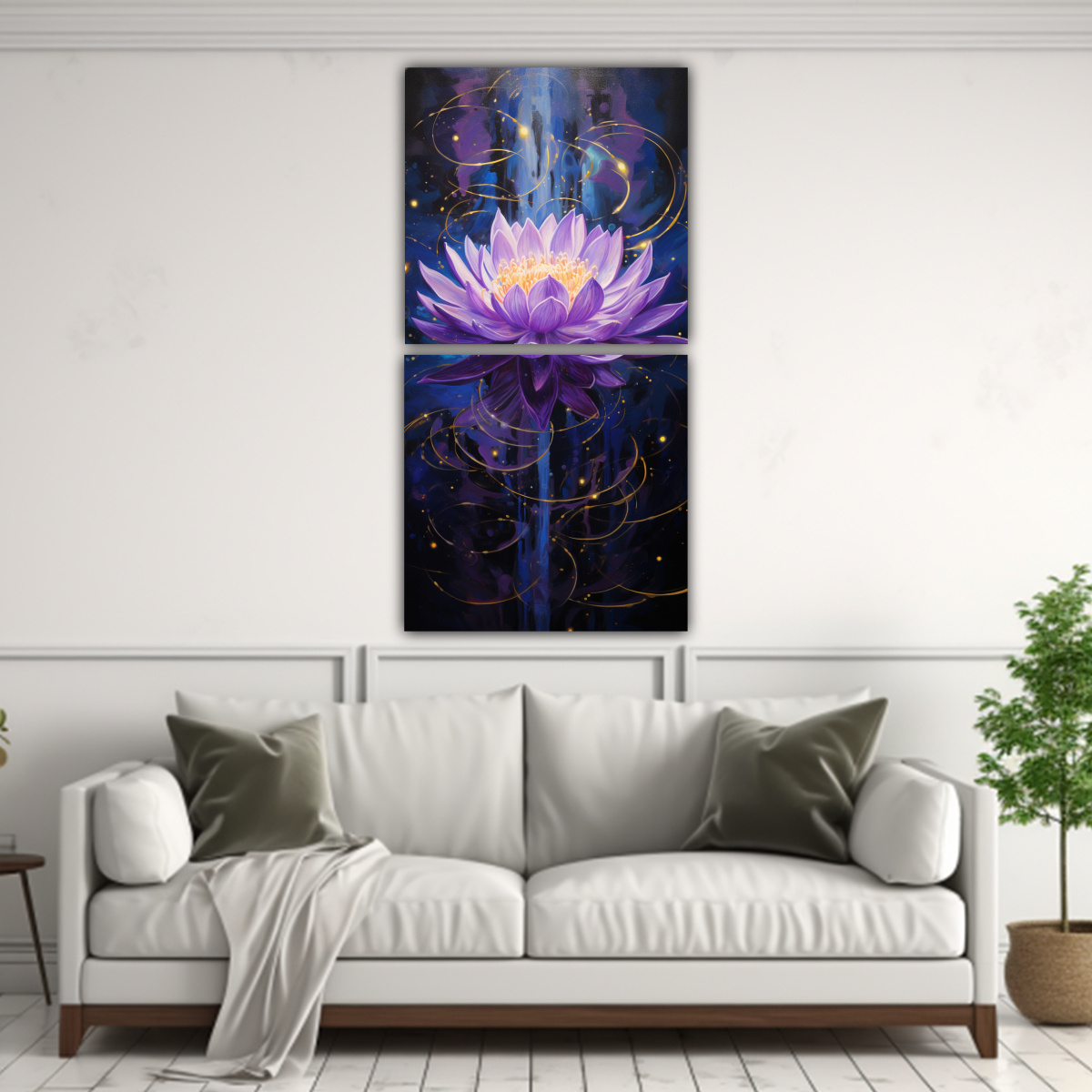 PINTURA DE LOTO NEGRO BRILLANTE EN TELA PARA 70X140 CM - 2