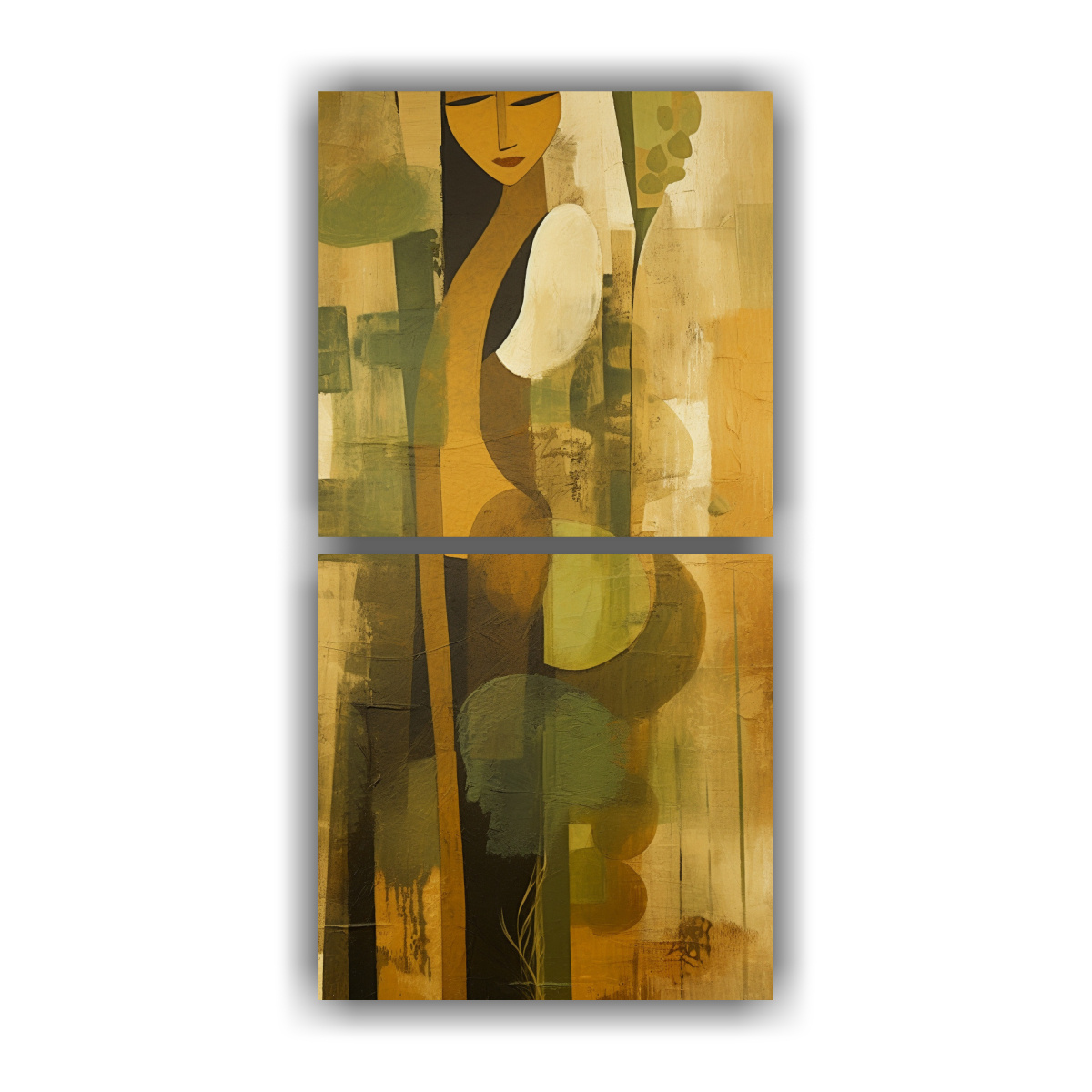 PINTURA ABSTRACTA GEOMÉTRICA DE MEDIADOS DE 50X100 CM - 1