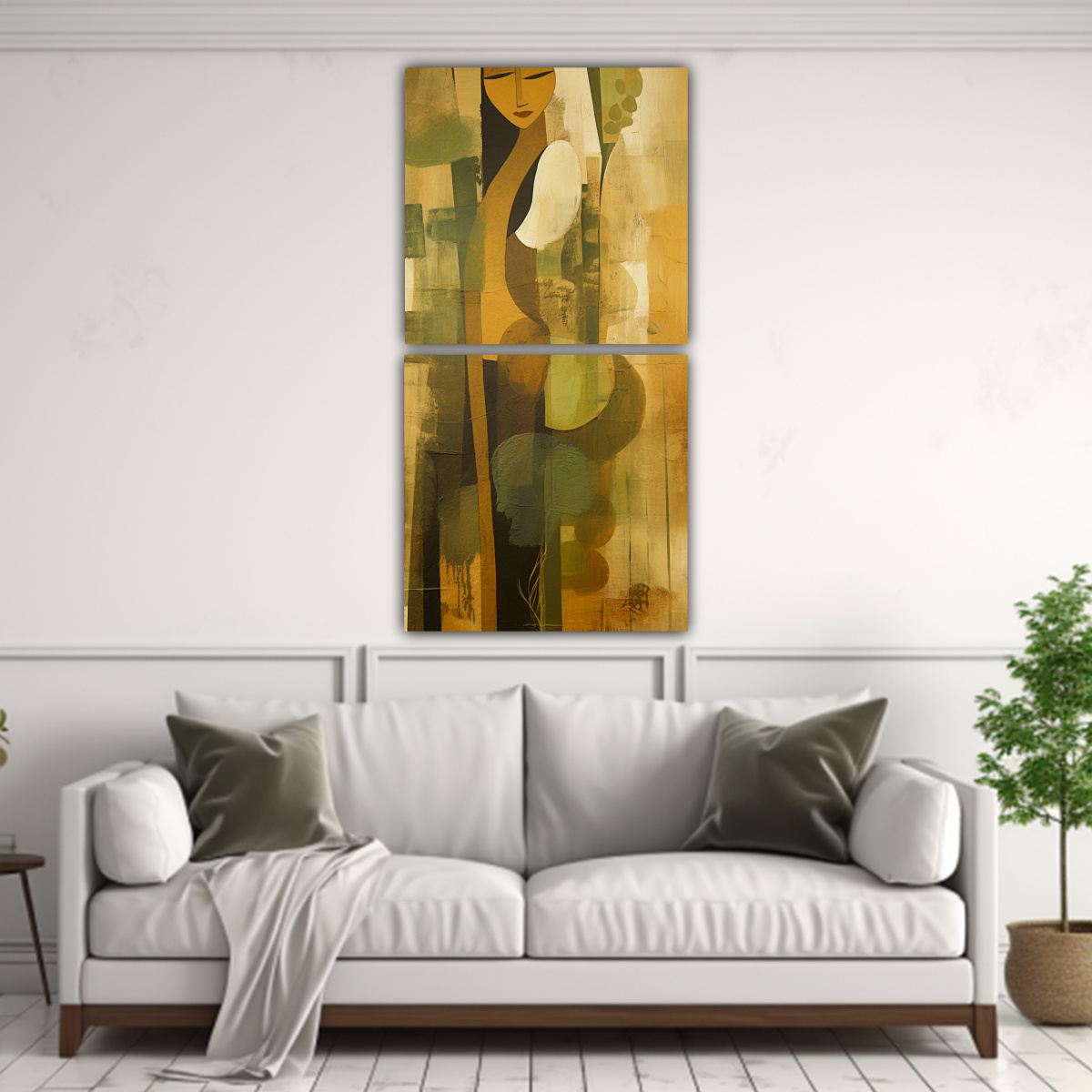 PINTURA ABSTRACTA GEOMÉTRICA DE MEDIADOS DE 50X100 CM - 2