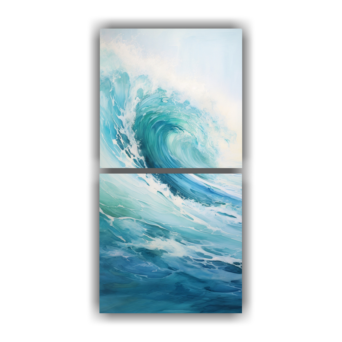 PINTURAS ABSTRACTAS DE OLAS DEL OCÉANO CHOCANDO 80X160 CM - 1