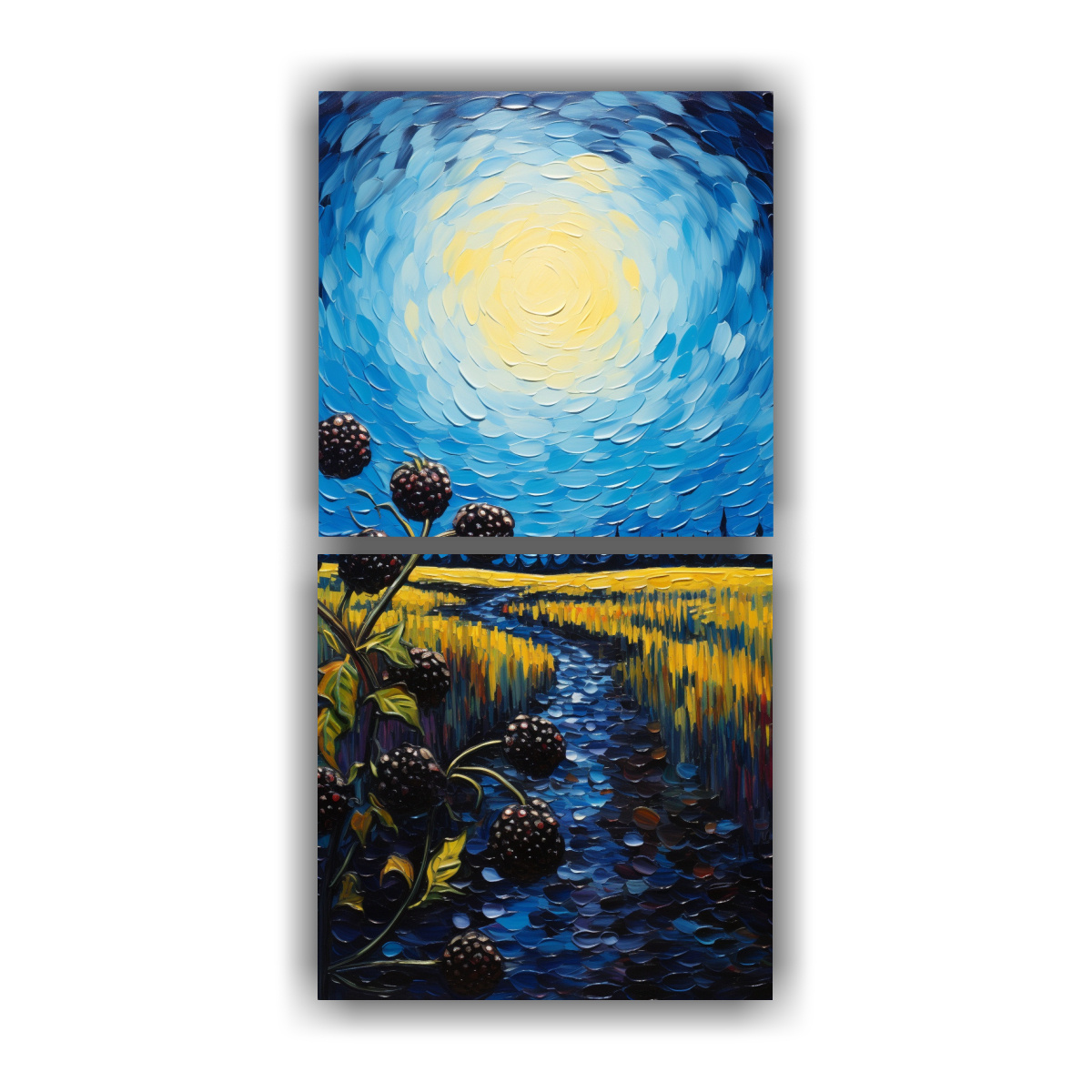 DIPTICO VINTAGE INSPIRADO EN LA NOCHE ESTRELLADA 20X40 CM - 1