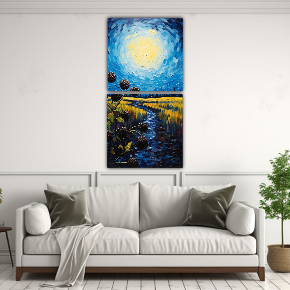 DIPTICO VINTAGE INSPIRADO EN LA NOCHE ESTRELLADA 20X40 CM - 2