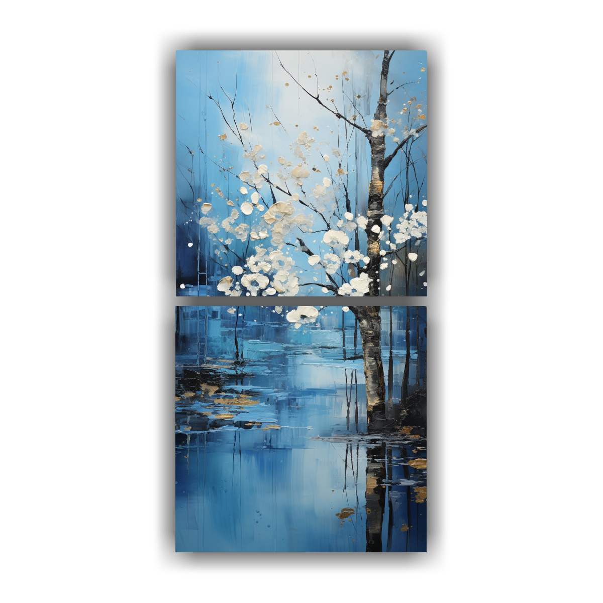 CUADRO HERMOSO ELEGANTE DE ÁRBOLES EN PLATA Y 20X40 CM - 1