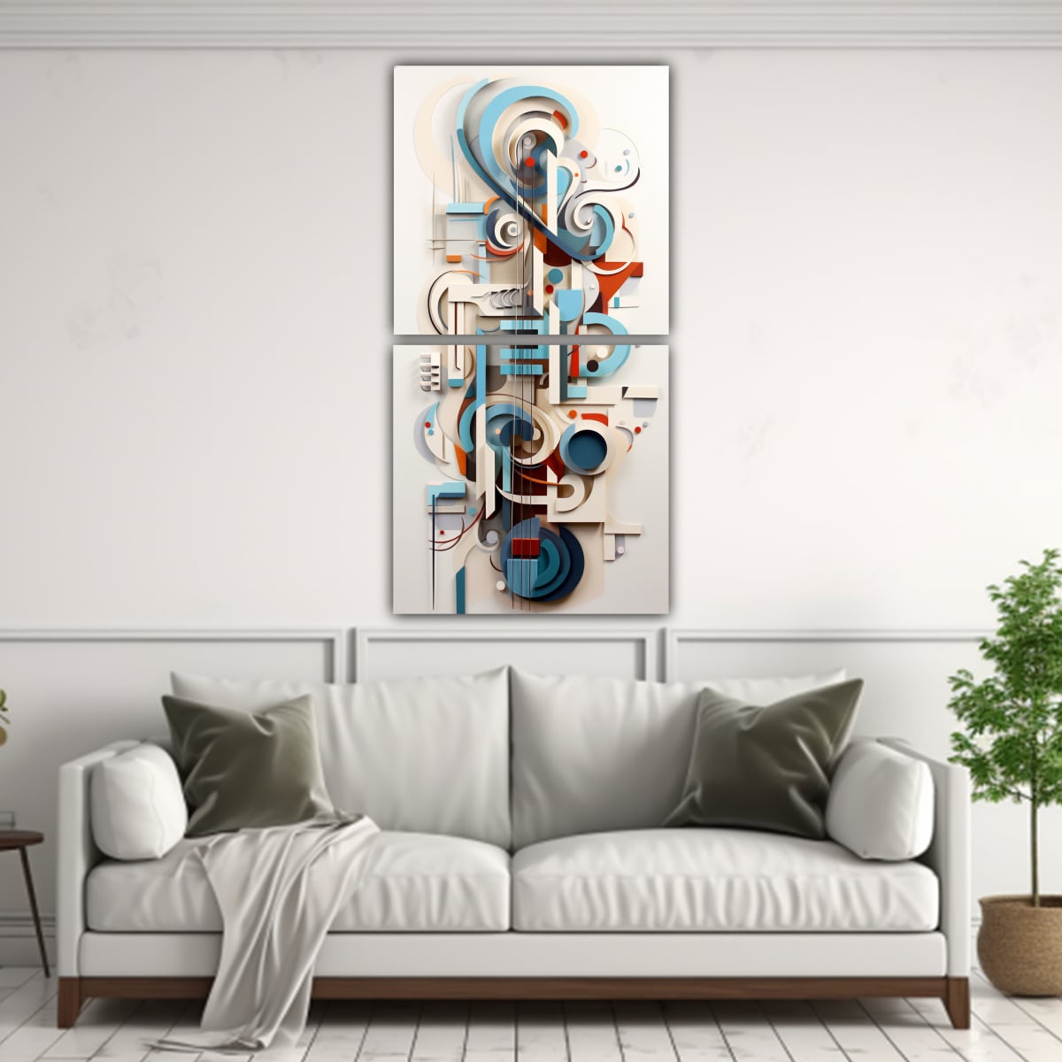 ARTE DE PARED ABSTRACTO CON FUSIÓN DE GEOMETRÍA 50X100 CM - 2