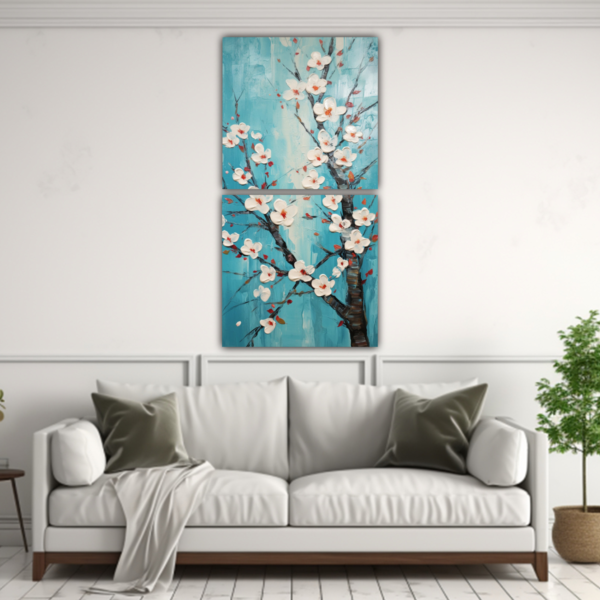 PINTURA EN LIENZO ALTA CALIDAD DE CEREZOS 30X60 CM - 2