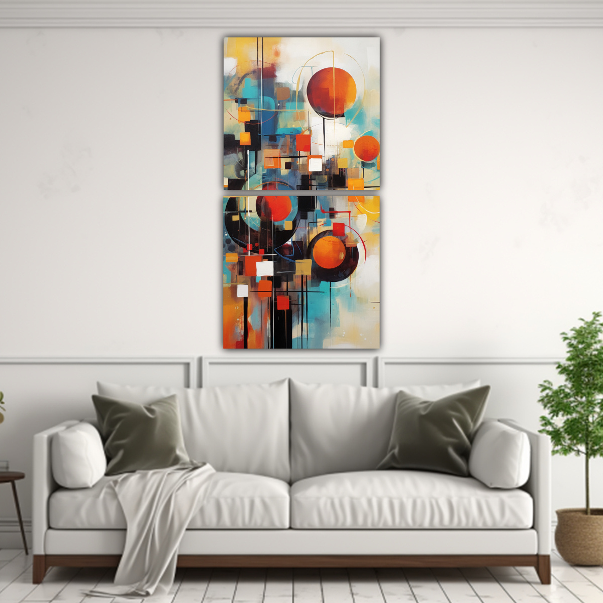 CUADRO ABSTRACTO VERTICAL PARA SALA EN EL ESTILO 60X120 CM - 2