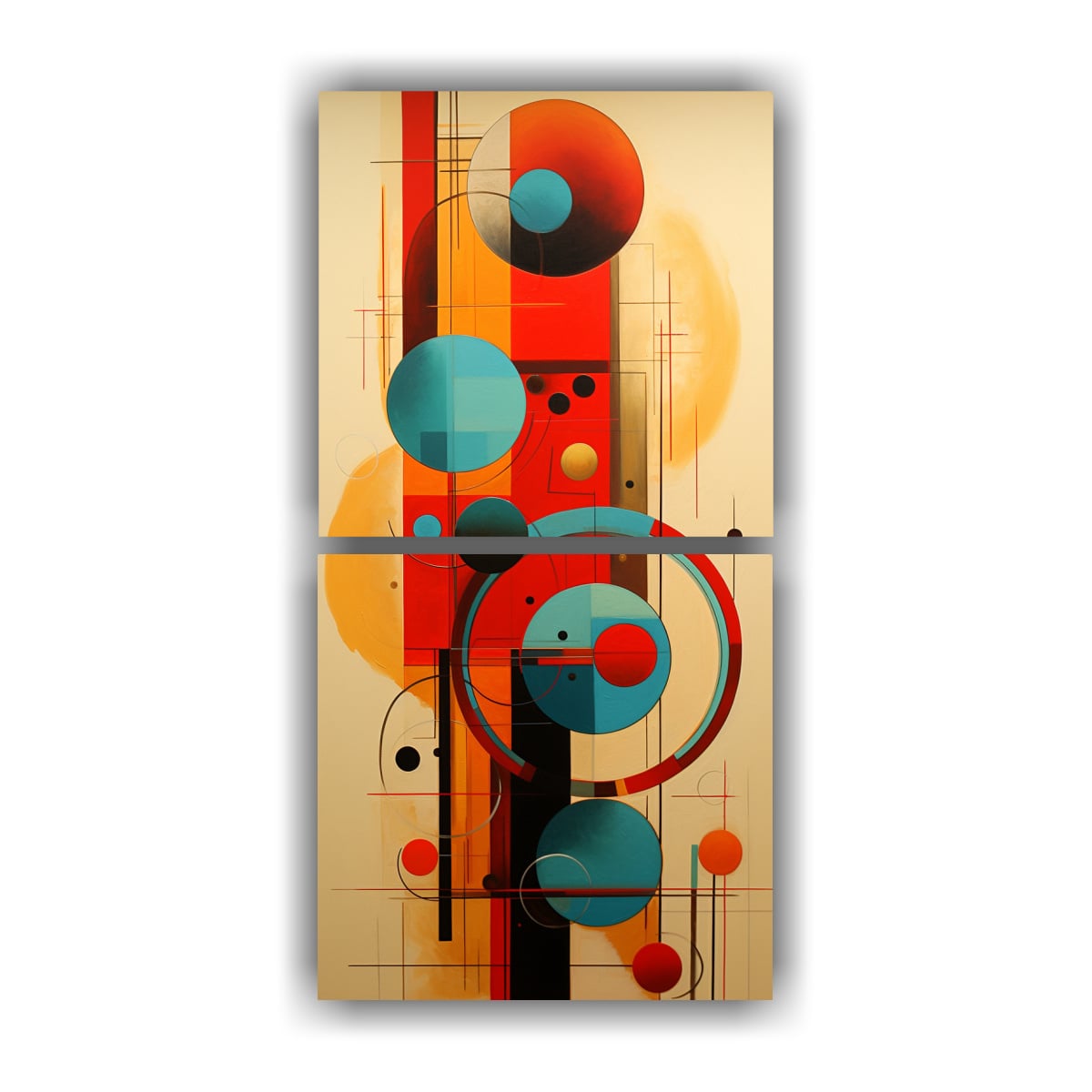 CUADROS ABSTRACTOS AMBIENTE CON CÍRCULOS 60X120 CM - 1