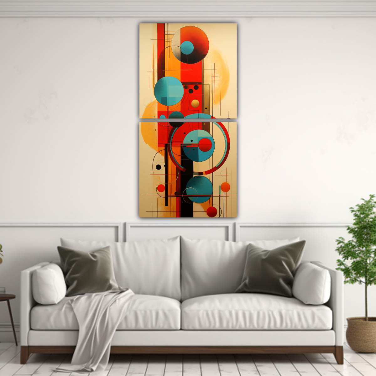 CUADROS ABSTRACTOS AMBIENTE CON CÍRCULOS 60X120 CM - 2