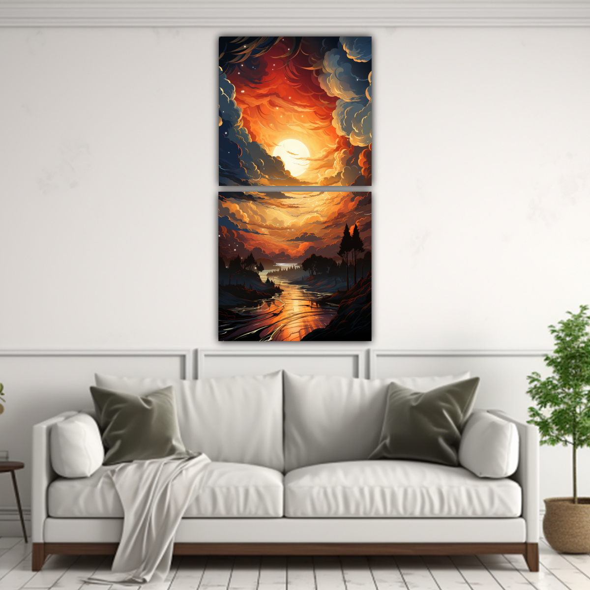CUADROS ABSTRACCIÓN POP ART NUBES TORMENTA 40X80 CM - 2
