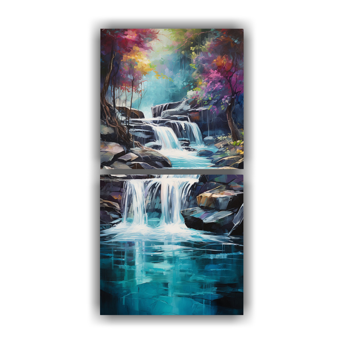 PINTURA ABSTRACTA DE UNA CASCADA TRANQUILA EN 60X120 CM - 1