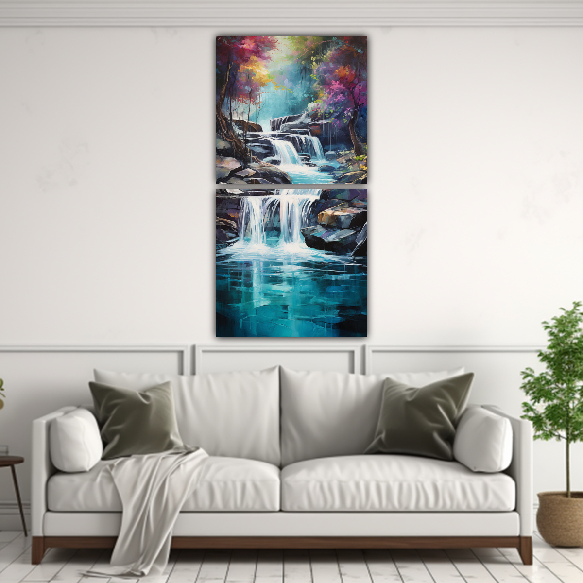 PINTURA ABSTRACTA DE UNA CASCADA TRANQUILA EN 60X120 CM - 2