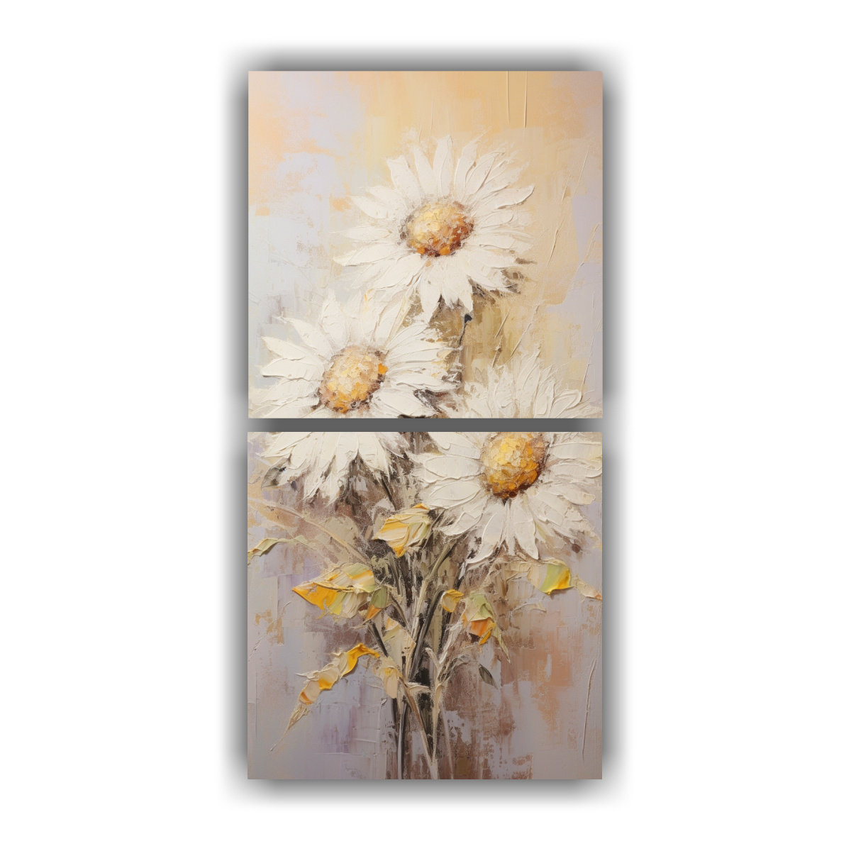 PINTURA EN RELIEVE DE DOS COMPOSICIONES FINAS 70X140 CM - 1