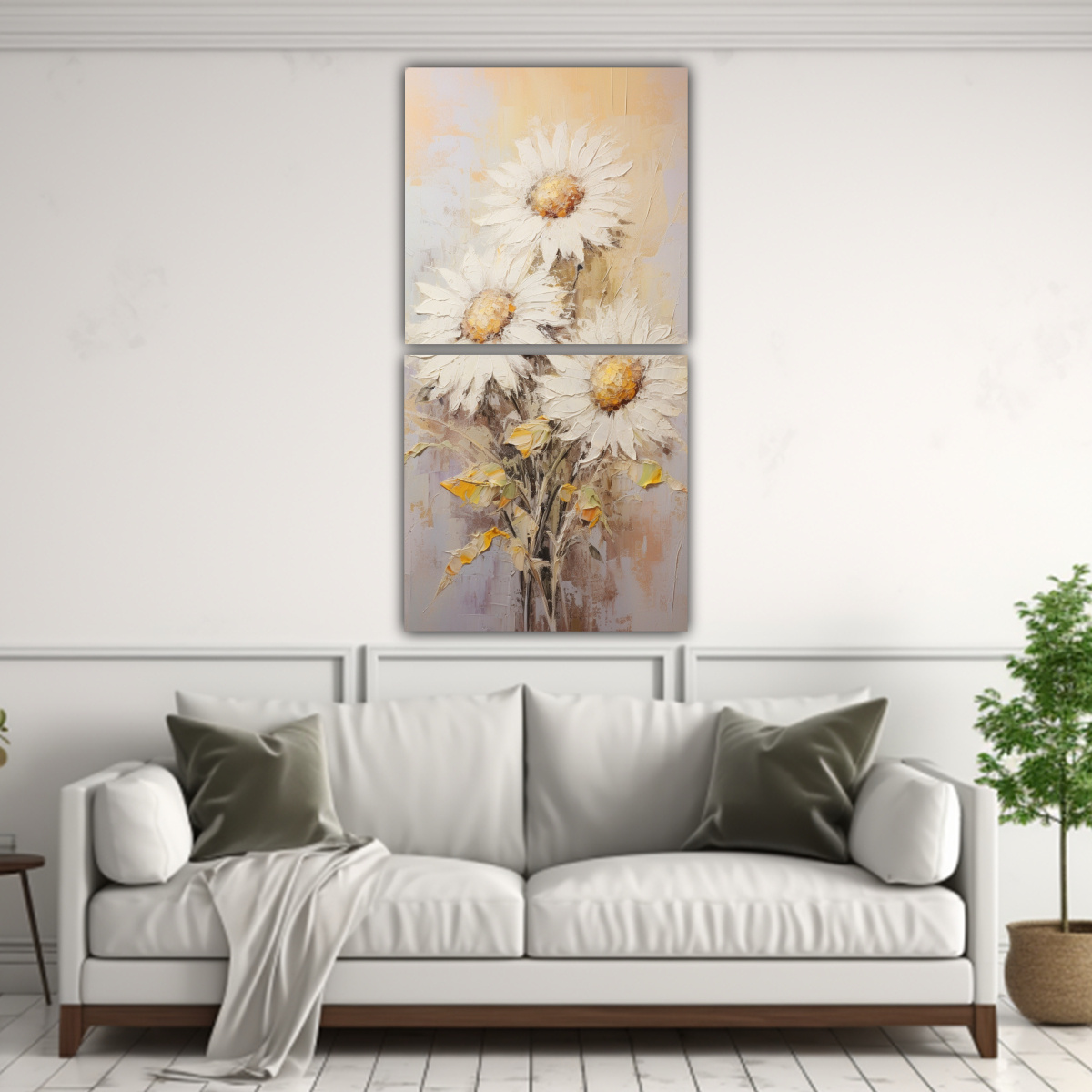 PINTURA EN RELIEVE DE DOS COMPOSICIONES FINAS 70X140 CM - 2