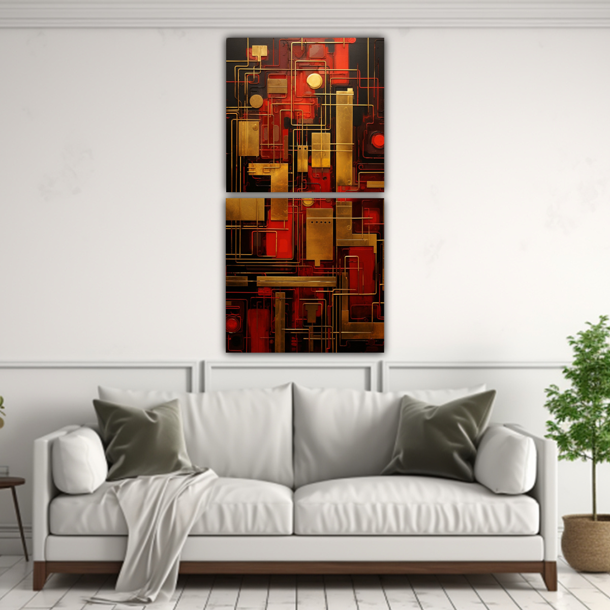 DOS COMPOSICIONES ABSTRACTAS CON IMPACTANTES 30X60 CM - 2