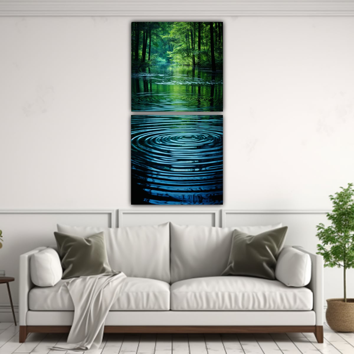 PAISAJE SERENO DE UN ESTANQUE EN EL BOSQUE 50X100 CM - 2