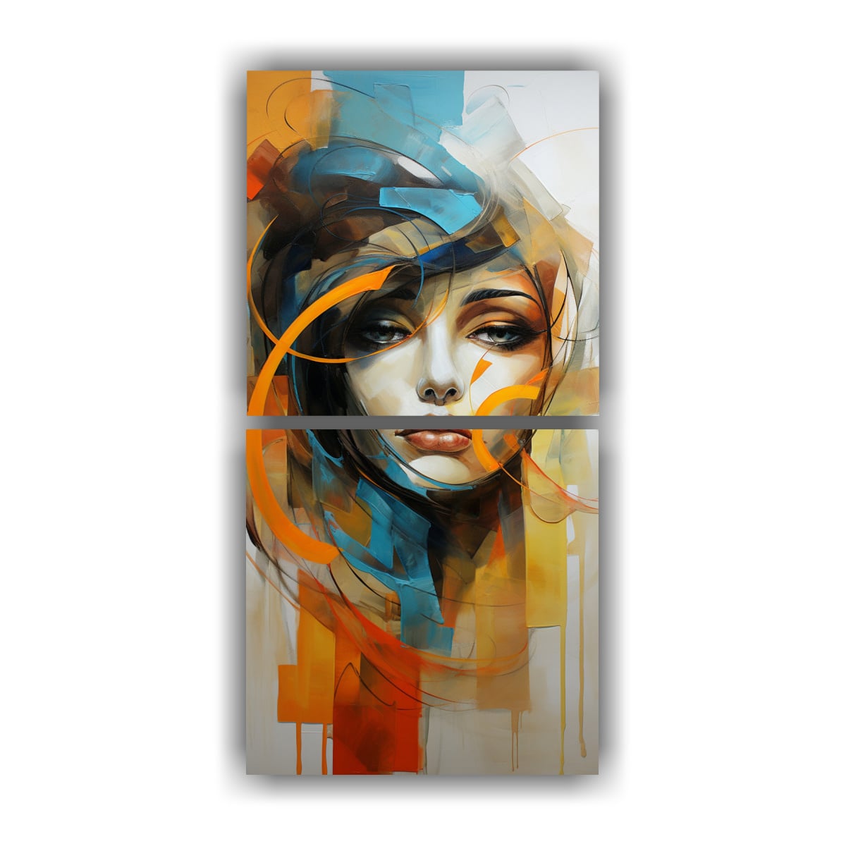 PINTURA ABSTRACTA FIGURATIVA EN TONOS ESTRELLADOS 40X80 CM - 1