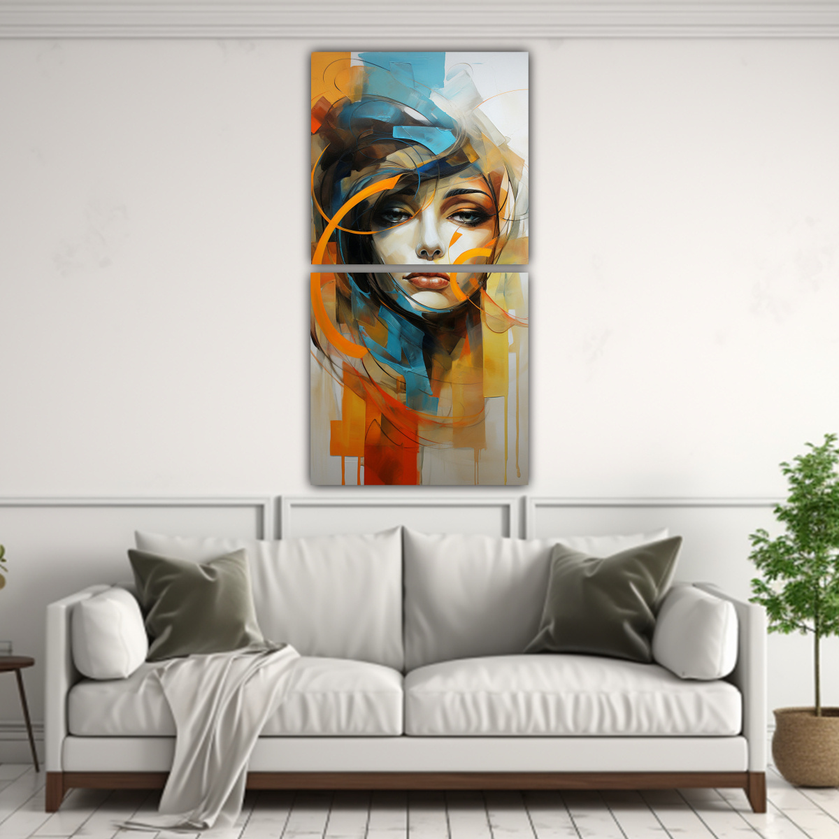 PINTURA ABSTRACTA FIGURATIVA EN TONOS ESTRELLADOS 40X80 CM - 2