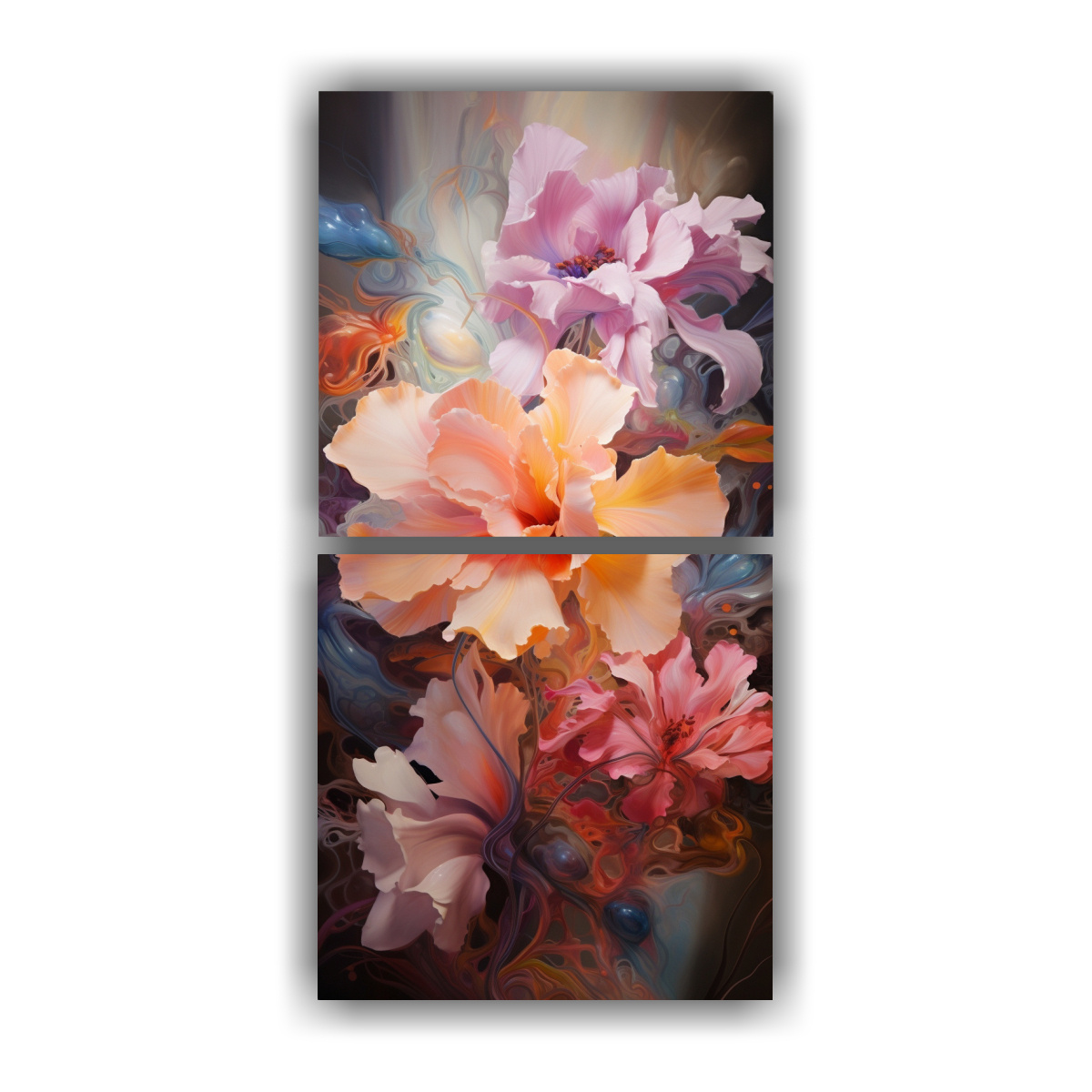 CUADROS ABSTRACTOS DE FLORES MODERNOS DE GRAN 80X160 CM - 1