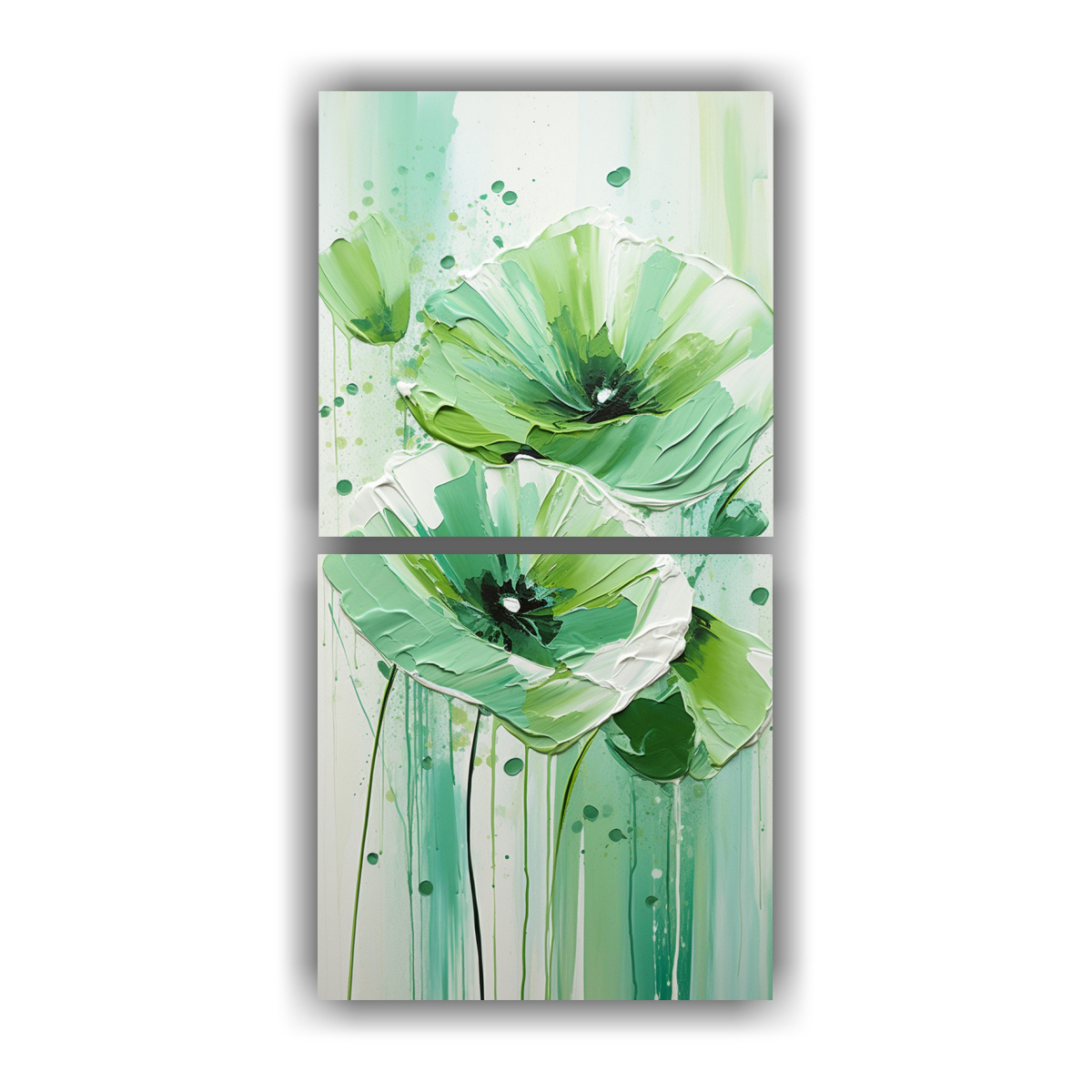 CUADRO ABSTRACCIÓN EXUBERANTES A GREEN POPPIES 60X120 CM - 1