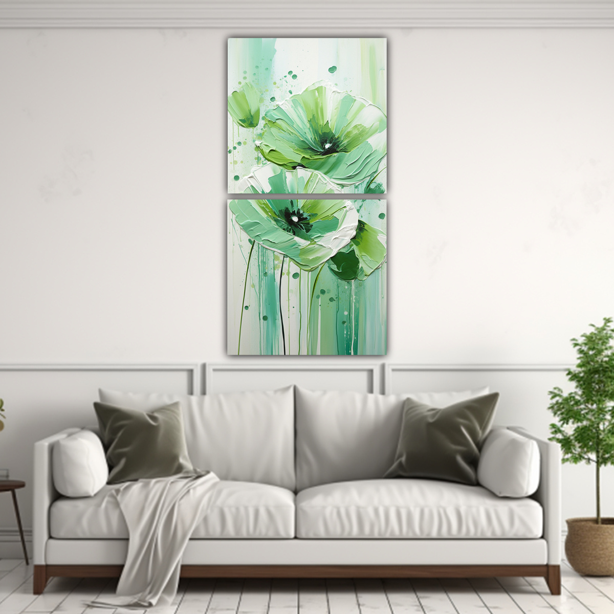 CUADRO ABSTRACCIÓN EXUBERANTES A GREEN POPPIES 60X120 CM - 2
