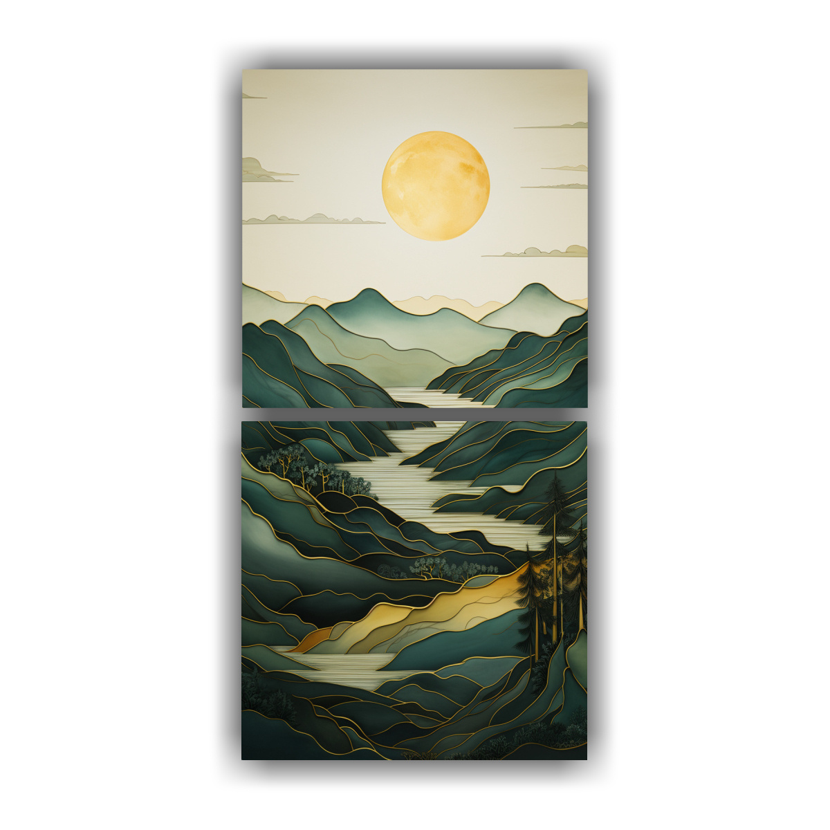 PAISAJES SURREALISTAS MINIMALISTAS DE MONTAÑAS 40X80 CM - 1