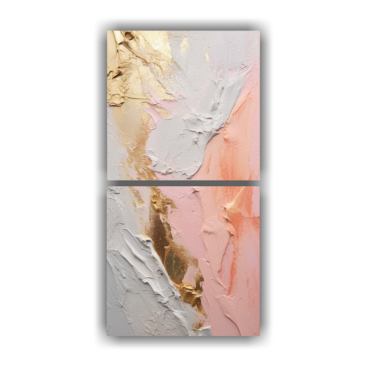 PINTURA ABSTRACTA MODERNA EN BLANCO Y ROSA, 50X100 CM - 1