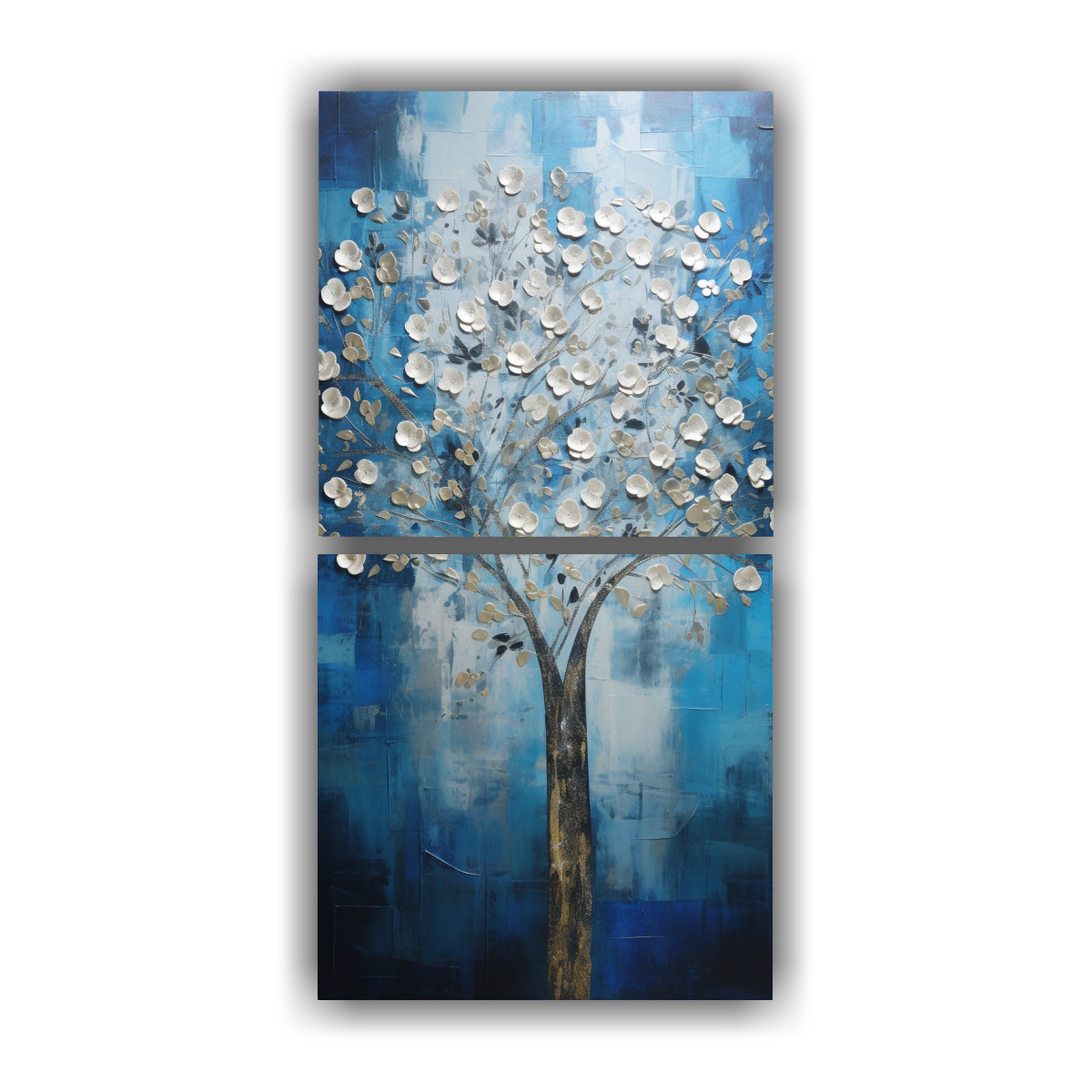 CONJUNTO 2 LIENZOS DE TELA TEMA FLORAL ÁRBOL 40X80 CM - 1