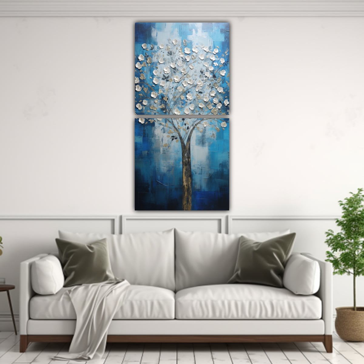 CONJUNTO 2 LIENZOS DE TELA TEMA FLORAL ÁRBOL 40X80 CM - 2