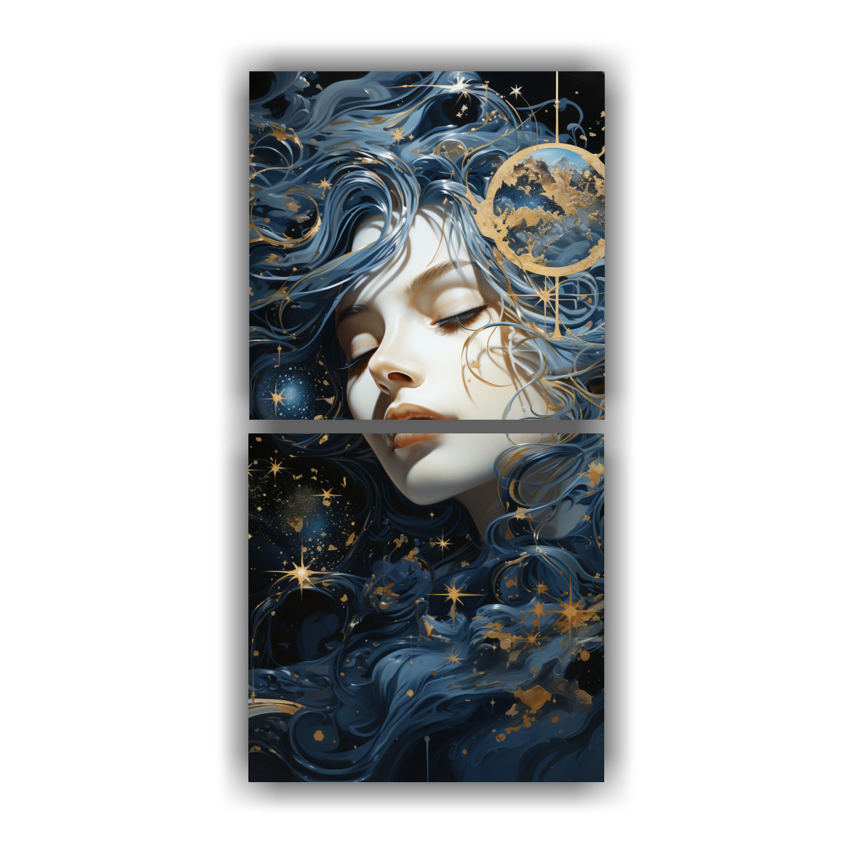 PINTURA DECORATIVA CON LUNA Y MONTAÑAS 20X40 CM - 1