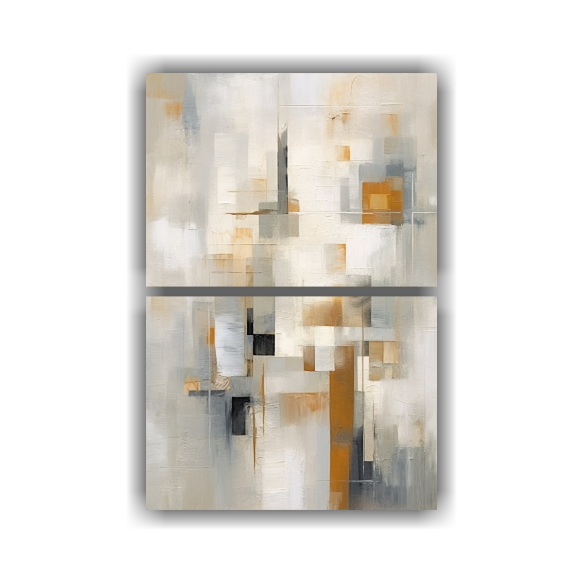 PINTURA ABSTRACTA EN BLANCO, BEIGE Y GRIS CON 65X100 CM - 1