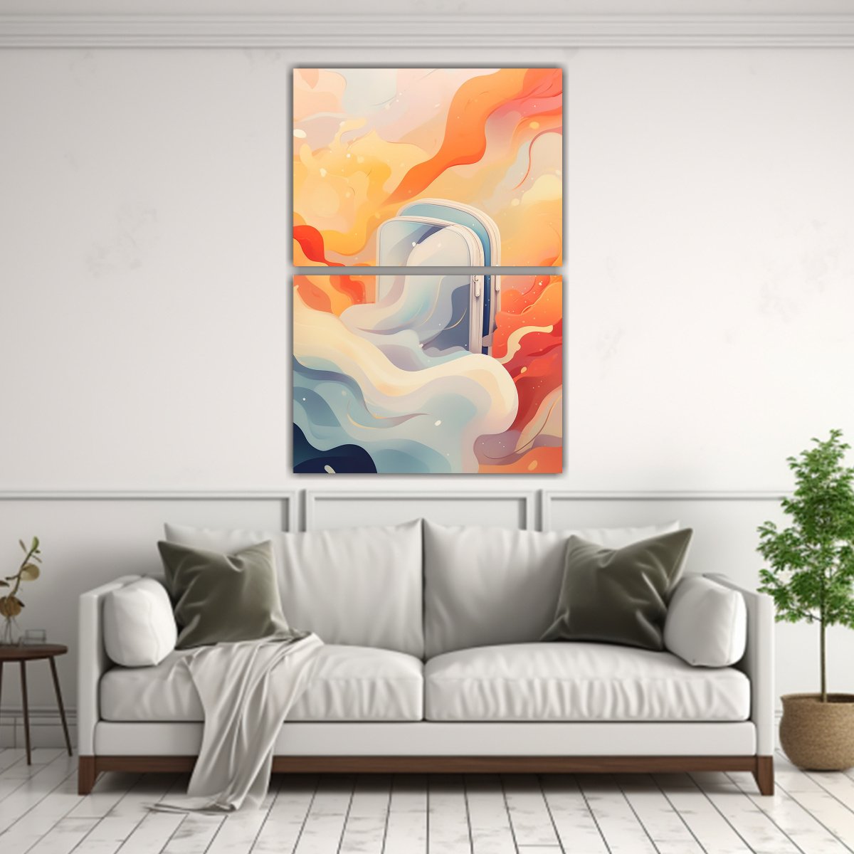 PINTURA ABSTRACTA ESTILO ZENAMY SOL CON ESTAMPADO 75X100 CM - 2